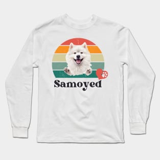 Samoyed retro sunset, perfect for anyone that loves samoyed dogs Long Sleeve T-Shirt